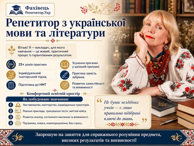 Українська мова та література | Педагог-практик із 25+ роками досвіду